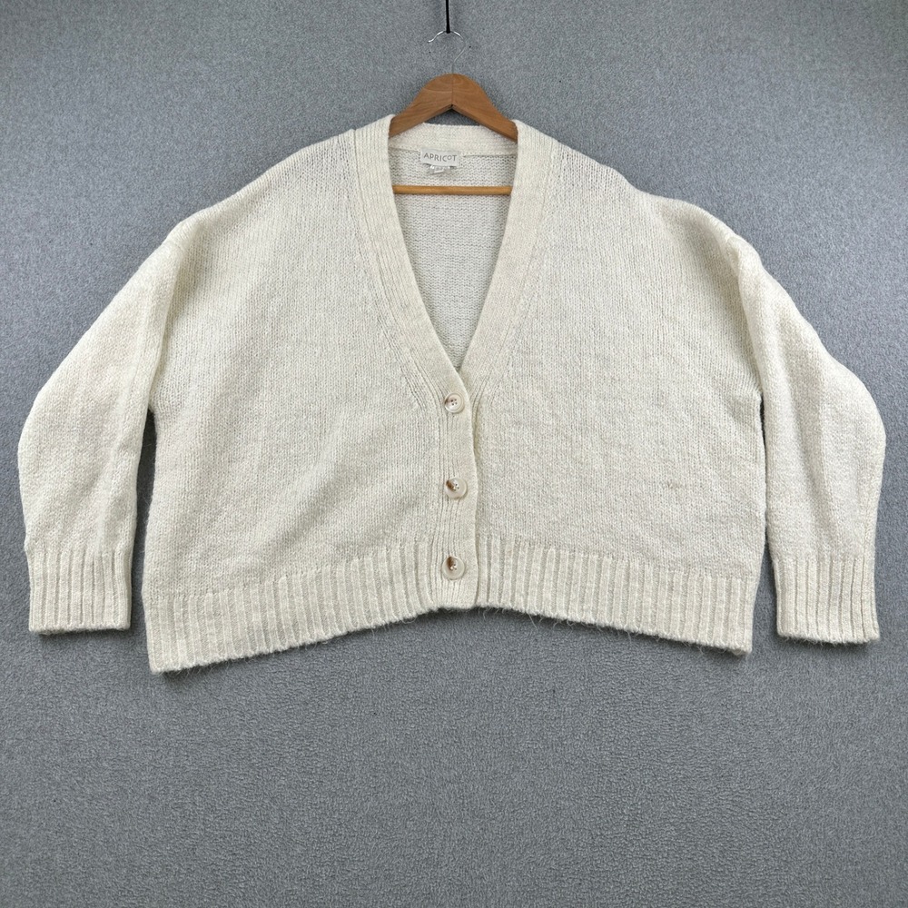 Apricot Cardigan Womens 10 Button-down Cream Knit Relaxed Fit Sweater